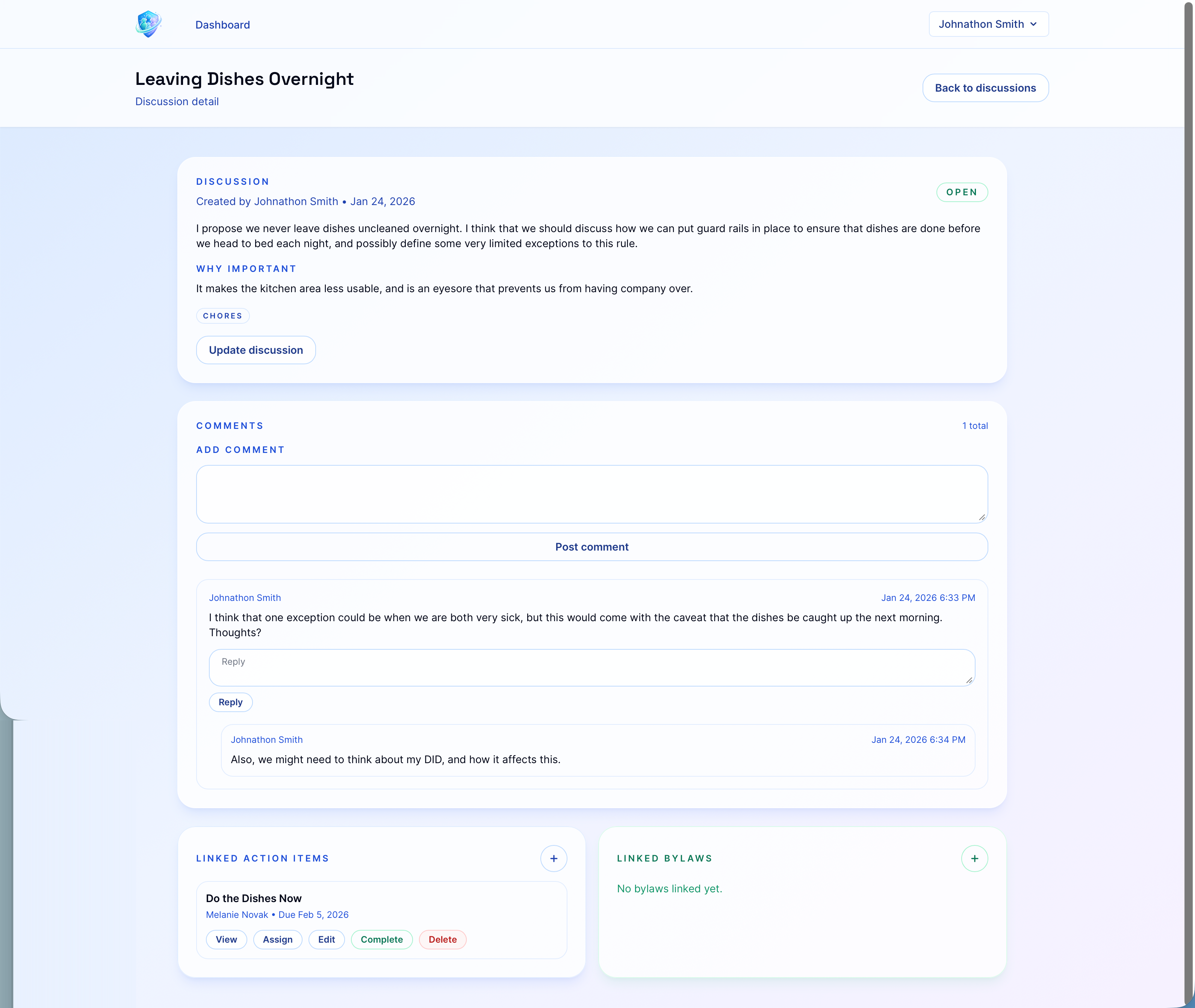 Discussions feature visual